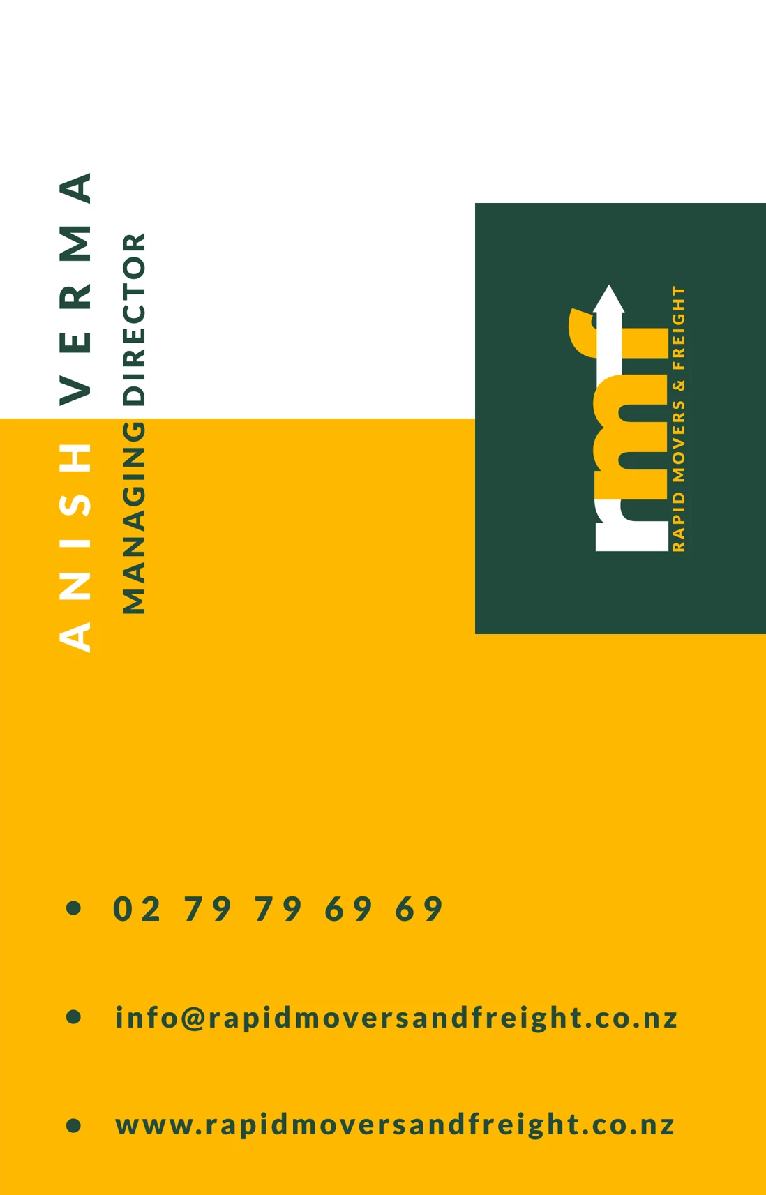 Business card, back