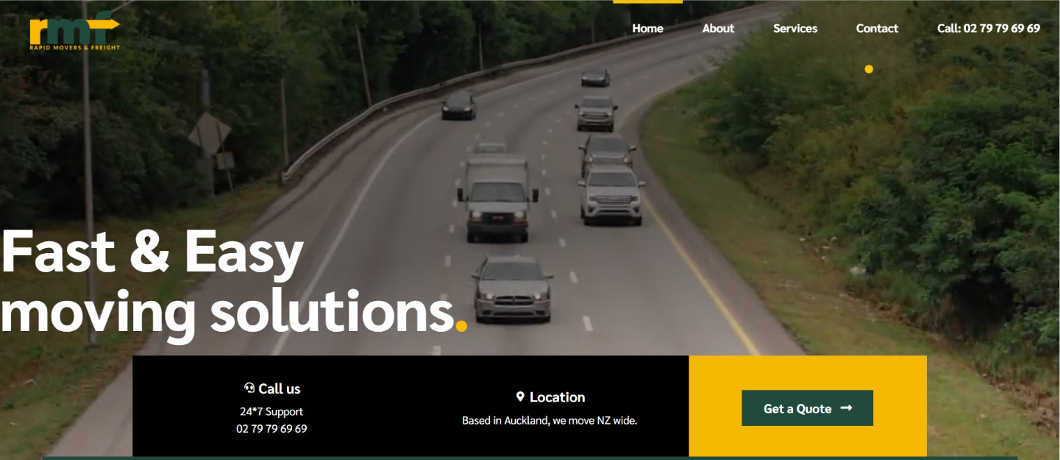 Rapid Movers & Freight website home page